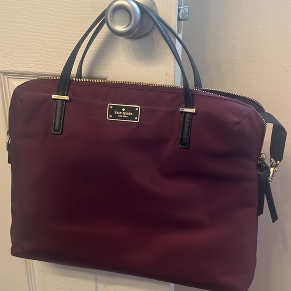 Kate Spade Wilson Road Daveney Plum Double handle Crossbody Nylon Laptop Bag - Picture 2 of 9
